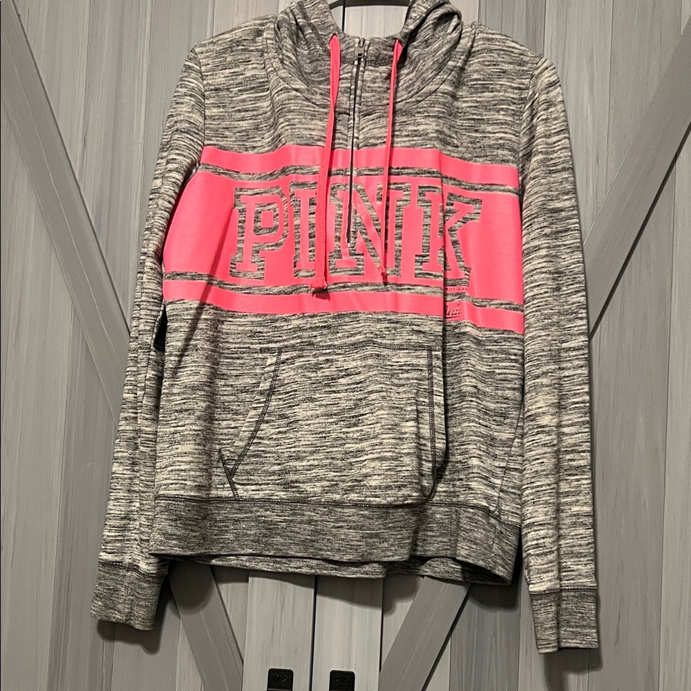 PINK Victoria's Secret Gray Hoodie with Pink Logo